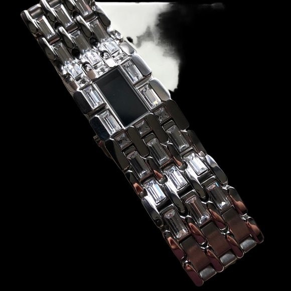 Kenneth Cole‎ New York RARE Digital Stainless Steel Link Watch/Baguette Diamonds - Picture 5 of 7